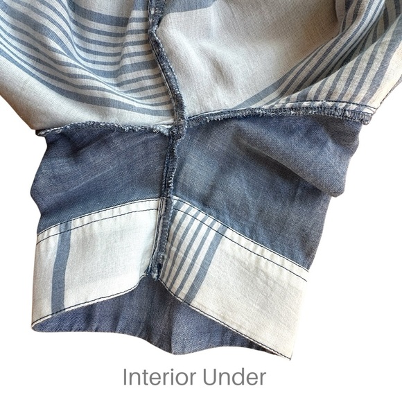 ANTHROPOLOGIE HOLDING HORSES BLUE CHAMBRAY COTTON DRESS STRIPED UNDERSKIRT | 4 - Picture 13 of 14